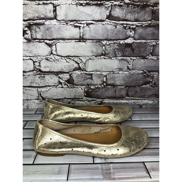 Kork Ease Metallic Gold Leather Perforated Ballet Flats Shoes Women Sz 11M US/43 - Picture 4 of 16
